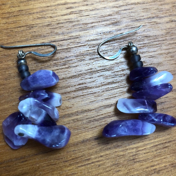 Amethyst chip necklace & matching earrings - Picture 4 of 4